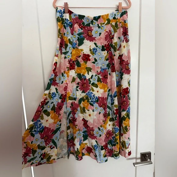 Sezane Tabata Skirt Pastel Flowers US 10 EU 42 - Picture 3 of 7
